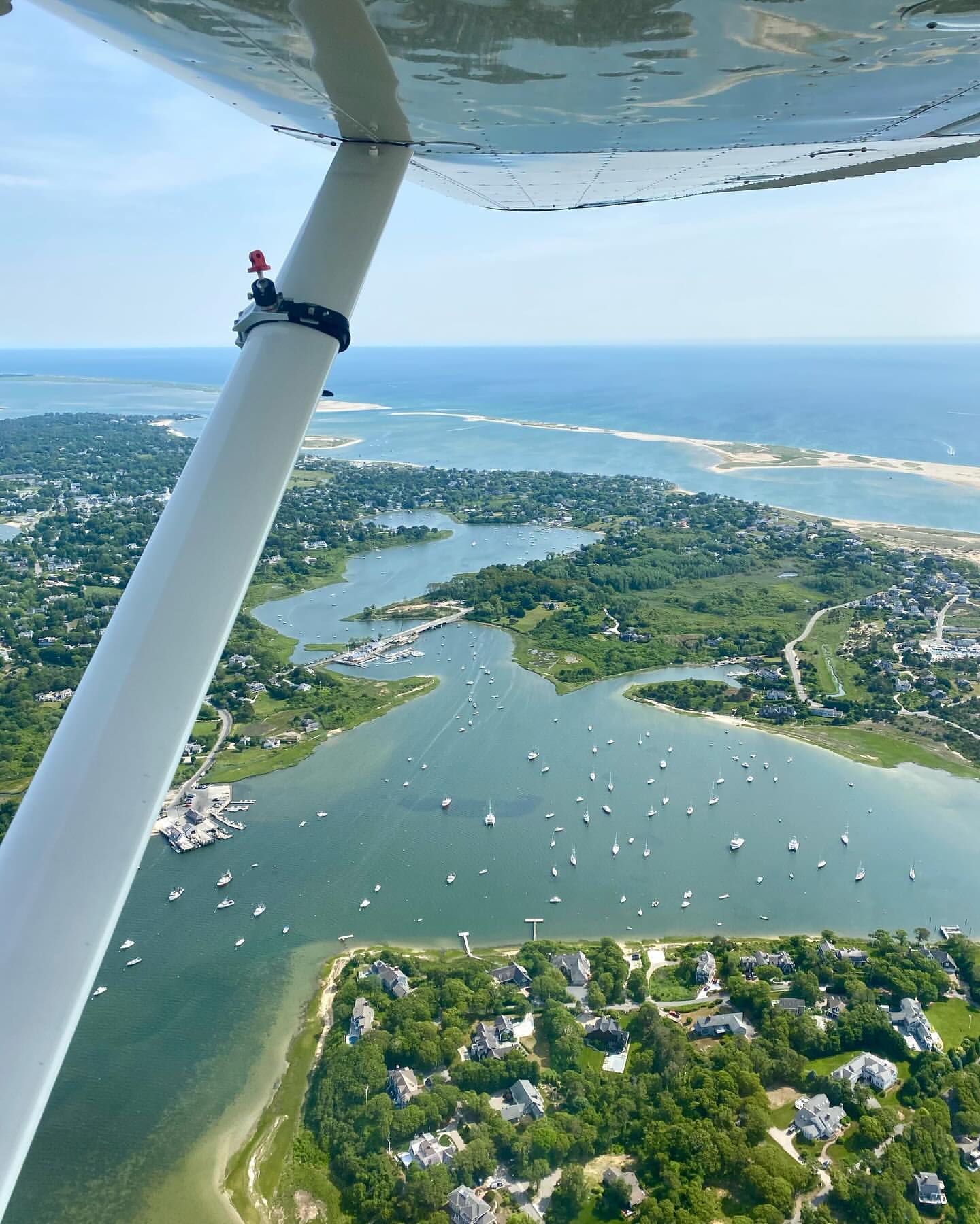 Aircraft near coastal harbour